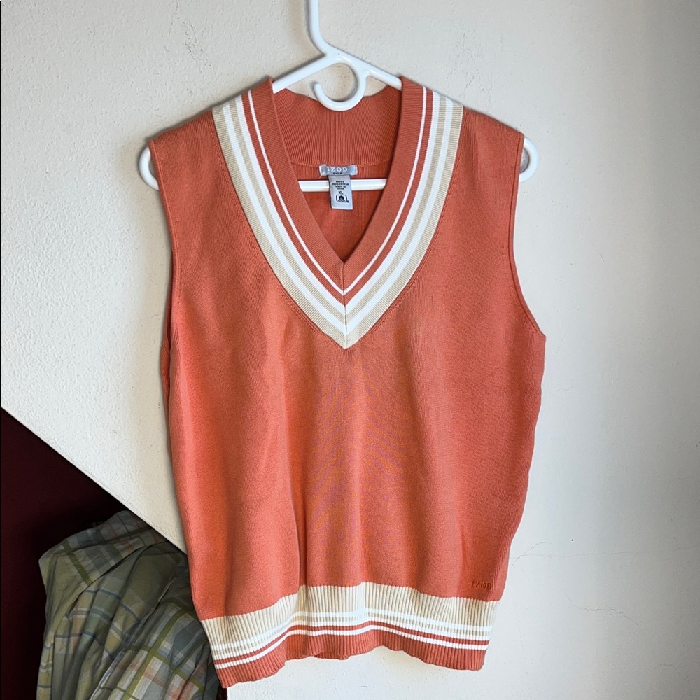Lacoste Orange Sweater Vest‎ with White Trim